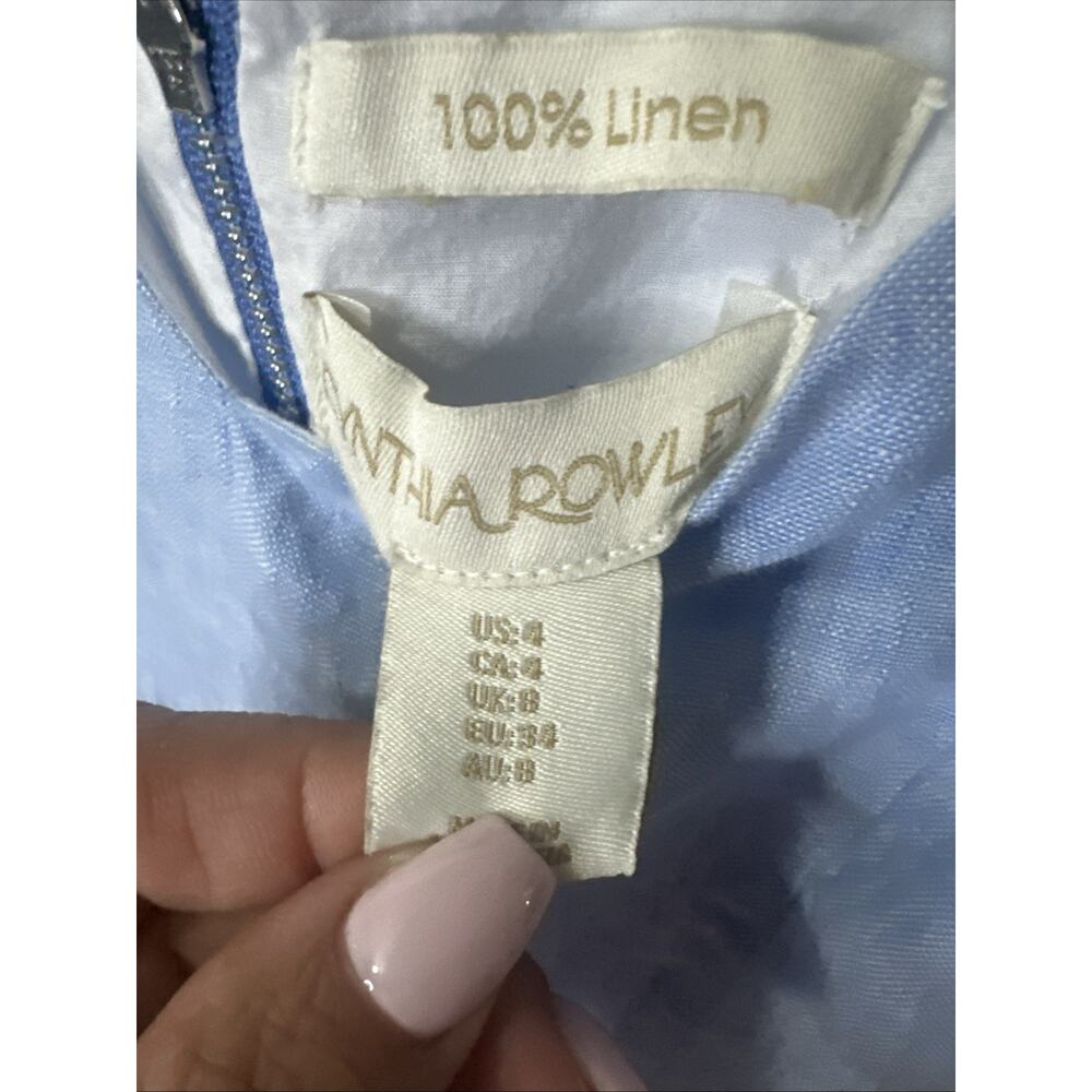 CYNTHIA ROWLEY Dress, 100% Linen, Colorblock , Size 4 Blue Pink Red - Picture 8 of 9